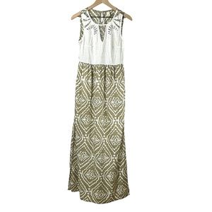 Anthropologie Dress Womens Size 8 Maxi Crochet Bodice Boho Print Sleveless